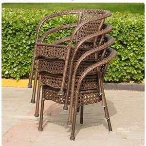 Haute qualité extérieur jardin patio Restaurant salle à manger meubles en rotin <span class=keywords><strong>Table</strong></span> et chaise 4 <span class=keywords><strong>personnes</strong></span> siège Pe rotin meubles d'extérieur - Product Image 5