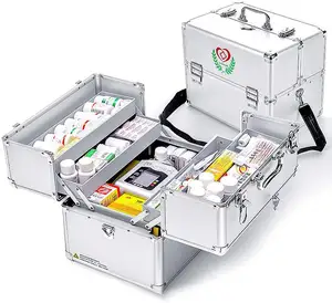 Kotak medis perjalanan rumah Aluminium kosong kotak pertolongan pertama tas penyimpanan pertolongan pertama kosong kotak pertolongan pertama kustom