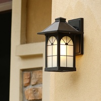 Lampe murale extérieure rétro moderne et créative, IP65 étanche, LED, avec diffuseur en verre et base en aluminium, pour usage domestique