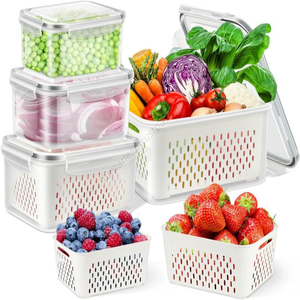 Conteneurs de stockage de fruits en gros pour organisateurs de réfrigérateur et produits frais volumineux avec couvercle hermétique pour baies, laitue, salades et légumes - Product Image 1