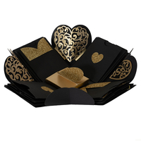 Boîte cadeau de luxe personnalisée en or noir Album photo Confession surprise avec gaufrage Emballage de bijoux avec stratification mate