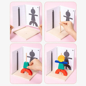 Jouets en bois éducatifs pour enfants : Blocs de construction 3D à projection spatiale, Apprentissage précoce, Jeu d'association des ombres - Product Image 5