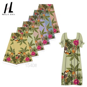 Tela <span class=keywords><strong>de</strong></span> Poliéster con Estampado <span class=keywords><strong>de</strong></span> Pájaro Carpintero Estilo Hawaiano, Pájaro Exótico con Palmeras y Flores para Blusas y Vestidos Mumu - Product Image 1