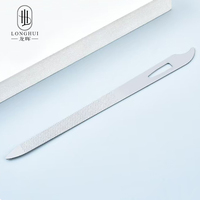 Limes à ongles professionnelles Longhui en acier inoxydable double face, fines, durables, à pointe incurvée, pour manucure et pédicure