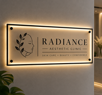 Letrero LED Personalizado con Retroiluminación, Letrero de Acrílico para Pared con Logotipo para Clínica de Belleza, Hospital Estético, Recepción, Negocio, Publicidad