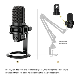 Micrófono de Condensador USB <span class=keywords><strong>Cardioide</strong></span> Metálico BKD-20 de 20Hz-20KHz, Económico, con Soporte Antivibratorio para Voces, Menos de 200 - Product Image 3