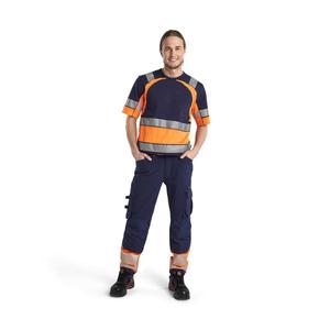 BLAKLADER - 119316428953C54 Pantalon extensible sans poches à clous Bleu marine/Orange HI-VIS WORKWEAR - Product Image 3
