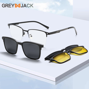 Lunettes de soleil magnétiques pour hommes Grey Jack, monture en acier inoxydable, verres TAC, anti-UV, polarisées, pour usage extérieur - Product Image 3