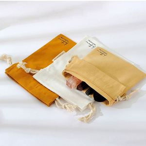 Custom Printed Logo Cotton <b>Fabric</b> Dust <b>Bag</b> With Ribbon Durable Cotton Jewelry Pouch - Product Image 4