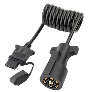 7 Way Round To 4 Way Flat Trailer Connector <b>Adapter</b> Spring Cable DC <b>Power</b> <b>Plug</b> In PVC Material - Product Image 5