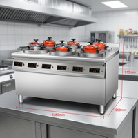 Cuisinière rotative automatique multifonctionnelle de luxe à six cuves en acier inoxydable, équipement professionnel à 6 brûleurs