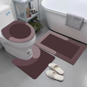 Set di <span class=keywords><strong>3</strong></span> <span class=keywords><strong>Tappetini</strong></span> da <span class=keywords><strong>Bagno</strong></span> Forniti dalla Fabbrica, Include Tappeto da <span class=keywords><strong>Bagno</strong></span>, Tappetino Sagomato e Copriwater, Lavabile in Lavatrice, Asciugatura Rapida - Product Image 2