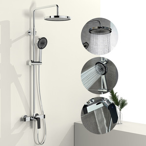 Minimalist Square Shower System With Pressurized Head Set Wall <b>Mounted</b> Complete Bathroom Kit - Product Image 2
