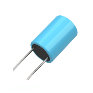 Condensador de canal del fabricante, de orificio pasante, MAL203855471E3, de aluminio, 470uF, 20%, 16V, radial TH, 470 uF - Product Image 1