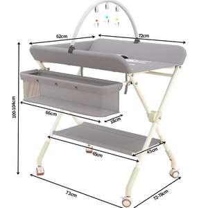 Foldable Multi-functional Baby Changing Table for Newborn Bath Massage Touch with Adjustable Height, Portable Nursery - Product Image 1
