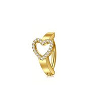 Anneaux de nombril tendance en acier inoxydable creux avec zircon inversé en forme de cœur, bijoux unisexes pour piercing du nombril