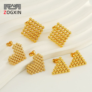Zogxin Geometric <b>Titanium</b> Steel <b>Stud</b> Earrings Gold Square Heart Shape For Women Fashion Jewelry Gift - Product Image 1