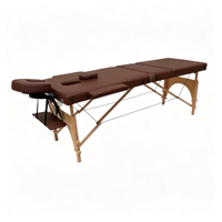 Table de massage portable de haute qualité à 3 sections, pieds en bois, pliable, lit de thérapie pour spa et beauté
