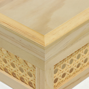 Scatola in Rattan con Coperchio in Vetro, Cesto Decorativo Intrecciato in Canna, Contenitore Quadrato Multiuso per Scaffali Domestici, Cassetta in <span class=keywords><strong>Legno</strong></span> - Product Image 4