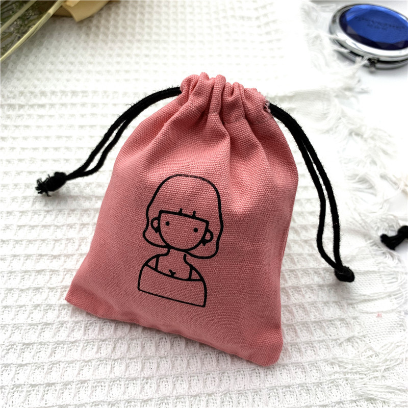 Pink Custom Drawstring Cotton Canvas Pouch