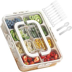 Boîte à collation portable en plastique transparent à 8 compartiments, empilable et réutilisable, avec séparateurs pour la cuisine - Product Image 1