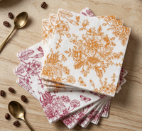 Serviettes en papier à imprimé floral rouge jetables, serviettes décoratives pour la décoration de table de mariage, 3 plis, 20 pièces