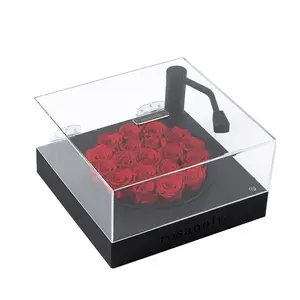 तानाबाता नई फोनोग्राफ फूल बॉक्स पारदर्शी एक्रिलिक उपहार बॉक्स गुलाब अमर फूल पैकेजिंग बॉक्स