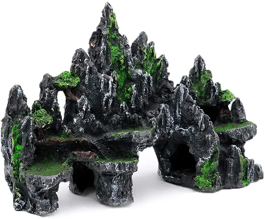 Groot Aquarium Decoraties, Mountain View Aquarium Ornament Tree House Cave Bridge Aquarium Decoratie