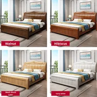 Lit simple 1,5 m en chêne massif, design moderne, ensemble chambre d'hôtel avec coffre de rangement haut, tailles personnalisables, vente en gros pour mariages et hôtels