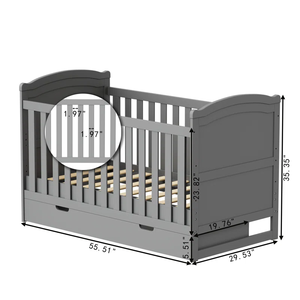 Culla per bambini <span class=keywords><strong>lettino</strong></span> in legno per dormire culle per neonati <span class=keywords><strong>con</strong></span> cassetto per camera da letto - Product Image 2