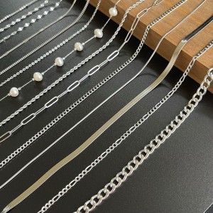 SC S925 เงินสเตอร์ลิงชุบทอง 18K สร้อยคอเงินเรียบง่ายหลักโซ่คิวบา Chopin กล่อง O โซ่ขายส่งเครื่องประดับ 925