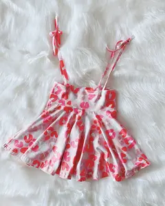패션 소녀 고삐 드레스 발렌타인 Gallus 스커트 표범 문자열 여름 드레스