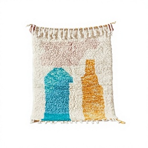 Moroccan Unique Beni Ourain <b>Rug</b> Hand Made Moroccan <b>Boho</b> Beni Ourain <b>Rug</b> Albertina Hand Knotted Wool Cotton Cream Beige Area <b>Rug</b> - Product Image 1