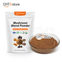 CHTNature 6 en 1 Mélange de poudre de champignons biologiques Crinière de lion, Cordyceps, Reishi, Chaga, Queue de dinde, Maitake
