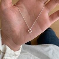 Collier pour femme en argent sterling S925 exquis avec pendentif géométrique et chaîne à maillons