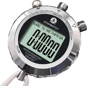 Chronomètre, chronomètre en métal pour le sport, minuteur pour entraîneur sportif, course à pied avec chronométrage de précision à 0,01 seconde, horloge, alarme - Product Image 1