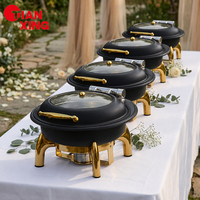 TIANXING Réchaud de Buffet Premium Noir et Or en Acier Inoxydable, Ensemble Chauffe-Plats pour Buffets, Traiteur et Événements, Vente en Gros