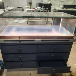 High-End luce blu LED vetrina di vetro orologio chiudibile a chiave per la vendita al dettaglio gioielleria profumeria <span class=keywords><strong>Design</strong></span> alluminio - Product Image 2