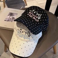 Casquette de baseball unisexe en coton 100% style coréen à pois brodés, tendance, polyvalente et amincissante pour le visage