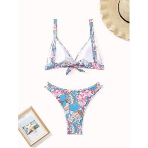 ชุดว่ายน้ำบิกินี่ลายเสือดาวผูกด้านหน้าสำหรับผู้หญิง OEM ปี 2025 แบบ V-String พร้อมบราดันทรง ชุด 2 ชิ้น คุณภาพสูง ผลิตตามสั่ง - Product Image 2