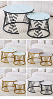 Table basse ronde en métal moderne et simple pour la réception à domicile, ensemble de tables d'appoint combinables de grande et petite taille pour salon et canapé