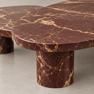 Modern Luxury Red Levanto Marble Nesting Coffee <b>Table</b> Set 2 Pcs Irregular Free Form Natural Stone <b>Living</b> <b>Room</b> <b>Center</b> <b>Table</b> - Product Image 2