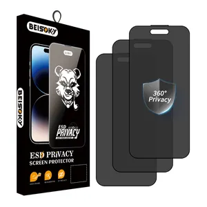Protezioni schermo Privacy a 4 lati con filtro antipolvere 360 grado Anti sbirciatura in vetro temperato per iPhone 12 13 14 15 PRO
