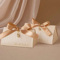 Boîte cadeau de luxe avec LOGO, boîte à dragées de mariage, décoration nœud en fausses perles, boîte en carton pour fête de mariage