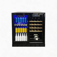Réfrigérateur vitrine sous comptoir en acier inoxydable 304 avec poignée, pour bière et vin, alimentation de secours par batterie, température constante électronique