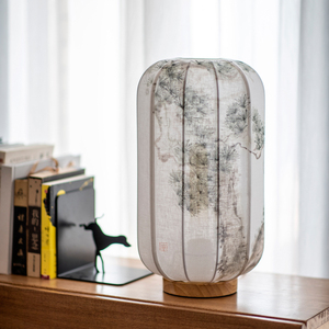 Handmade Pine Tree Painting Fabric Table Lamp E27 LED Eye Caring Bedside Study <b>Lighting</b> - Product Image 5