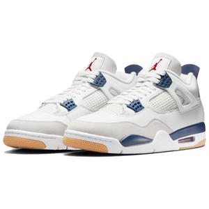 Jordan Air Jordan 4 Chaussures <span class=keywords><strong>de</strong></span> <span class=keywords><strong>basket</strong></span>-ball pour hommes, blanches et bleues, à tige mi-haute, avec empeigne en maille et semelle extérieure en caoutchouc - Product Image 1