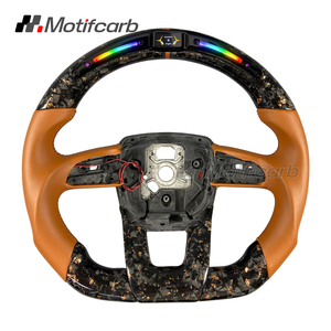 Volante de Fibra de Carbono Forjado en Oro con LED Personalizado para Lamborghini Urus 2019-2025, con Empuñaduras de Cuero Marrón - Product Image 1