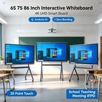 Pizarra Interactiva Inteligente Todo en Uno 4K UHD de 75 Pulgadas, Panel Táctil de 20 Puntos con Sistema Dual, Cámara de 48MP para Conferencias y Educación