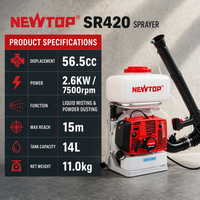 Pulverizador de Mochila Modelo SR420 de 56.5cc y 2.6KW para Control de Plagas Agrícolas y Polvo